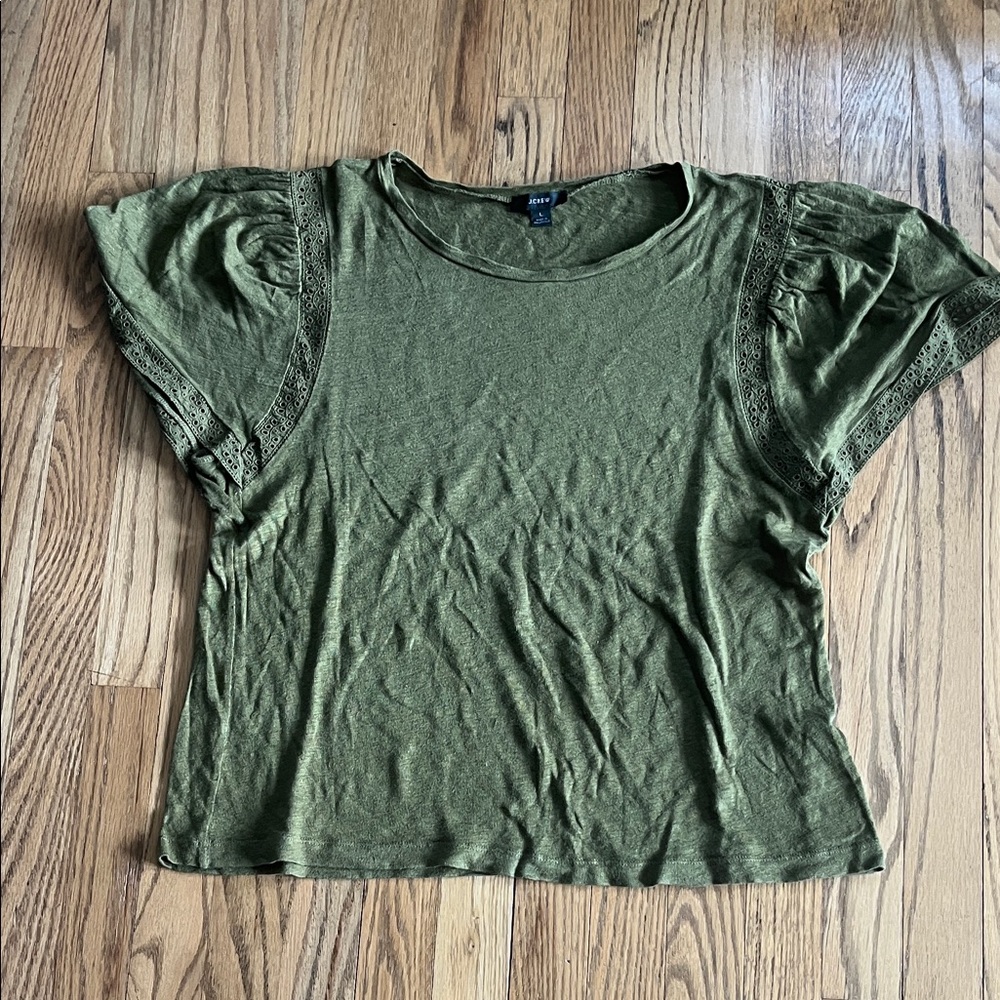 J. Crew Linen, Puff Sleeve Women's Tee